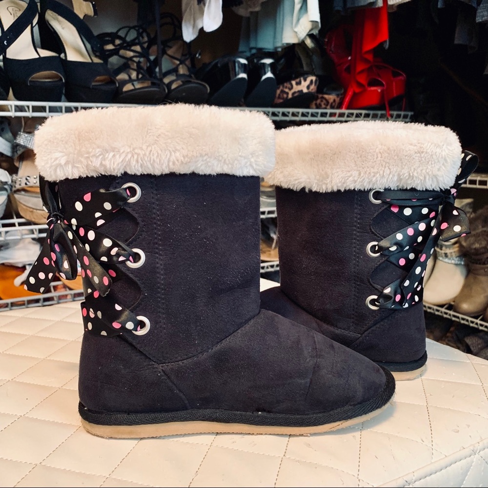 Girls black pink white grey Gymboree boots size 1